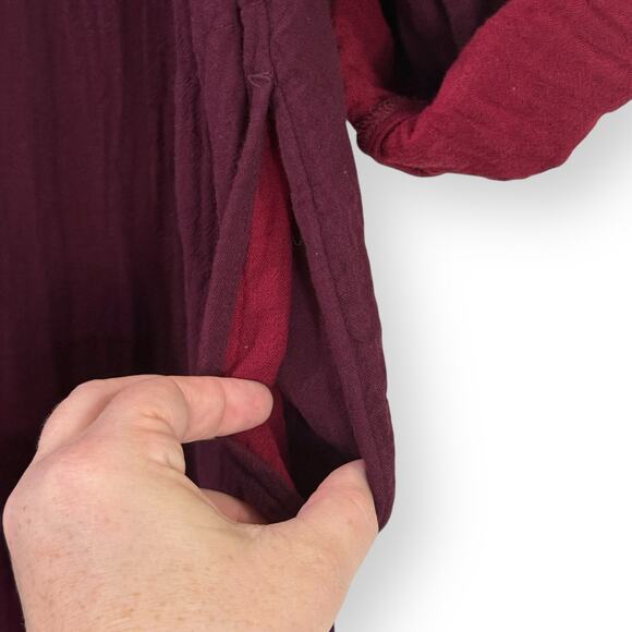 J Jill Pure Jill Color-Block Double-Cloth Dress Size L Burgundy Organic Cotton - Picture 5 of 11
